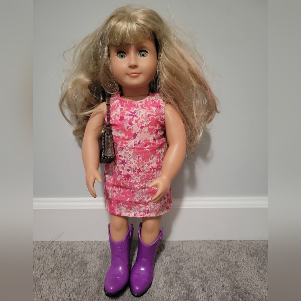 Our Generation 18" Doll With Boots Dress & Bag